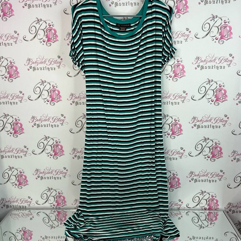 Love & Legend dress tie up back ribbon 🎀 detail Teal and Black Striped dress